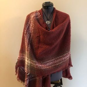 Red wrap sweater